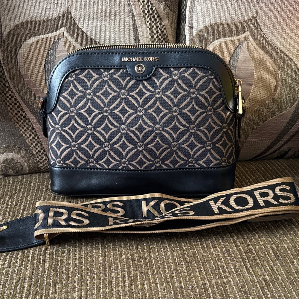 Michael Kors Black and Brown Patterned Belt Bag